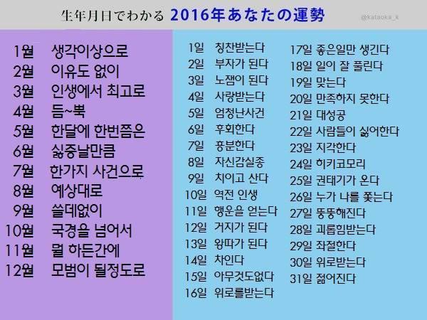 2016년 생일 운세 | 인스티즈