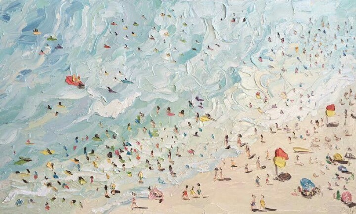 물감을 짜서 표현한 해변 | 인스티즈